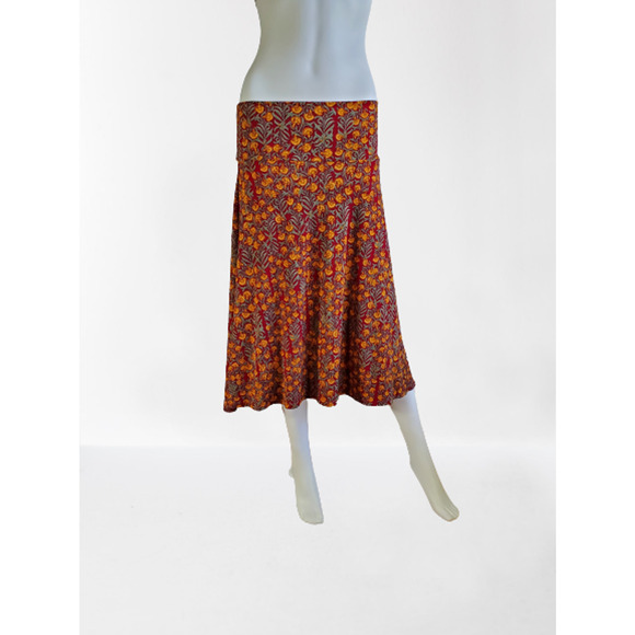 LuLaRoe Azure Women's A-Line Red Orange Batik Print Skirt, Size: Medium, New - Picture 1 of 8